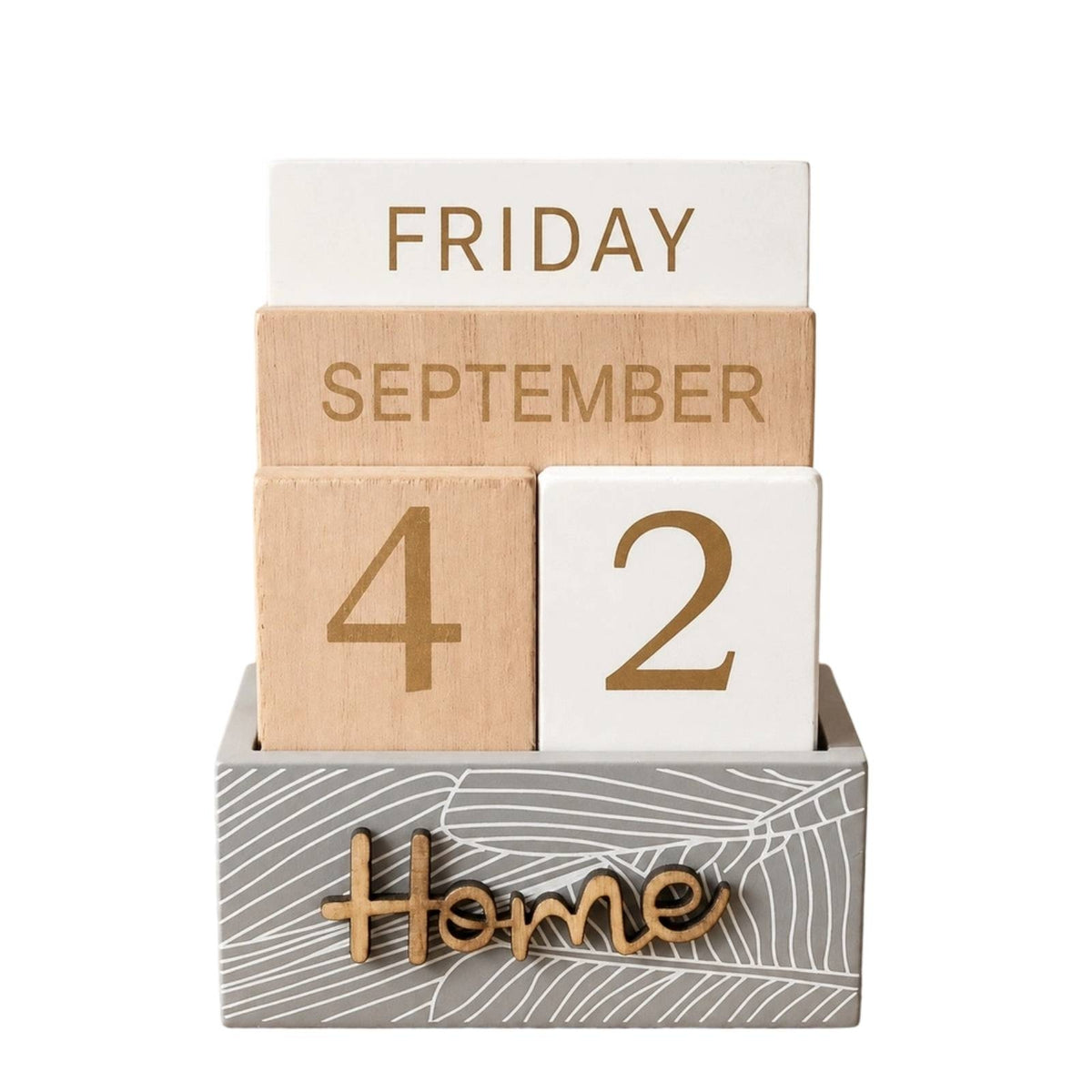 Desktop Wooden Block Calendar Rustic Perpetual Calendar Aesthetic Decor Cute for Entryway