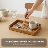 Woven Utensil holder Multi-Compartment Cutlery Holder Natural decorative and aesthetic