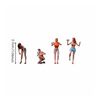 4 Pieces Collectible 1:64 Car Wash Girl Set Hand-Painted Car Scene Display Scene Figures for Collectors, Display Case