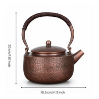 Hammered Copper Teapot Hand Crafted Teapot with Wrapped Handle Chinese Style Teaware for Collectors, Kitchen