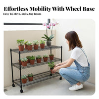 Multi-Tier Rolling Plant Stand Adjustable Shelves Multi-Level Plant Stand sturdy Duty Weather-Resistant for Sunroom, Living Room