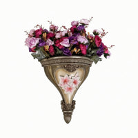 Wall Vase with Floral Relief Embossed Wall Vase Decorative for Entryway