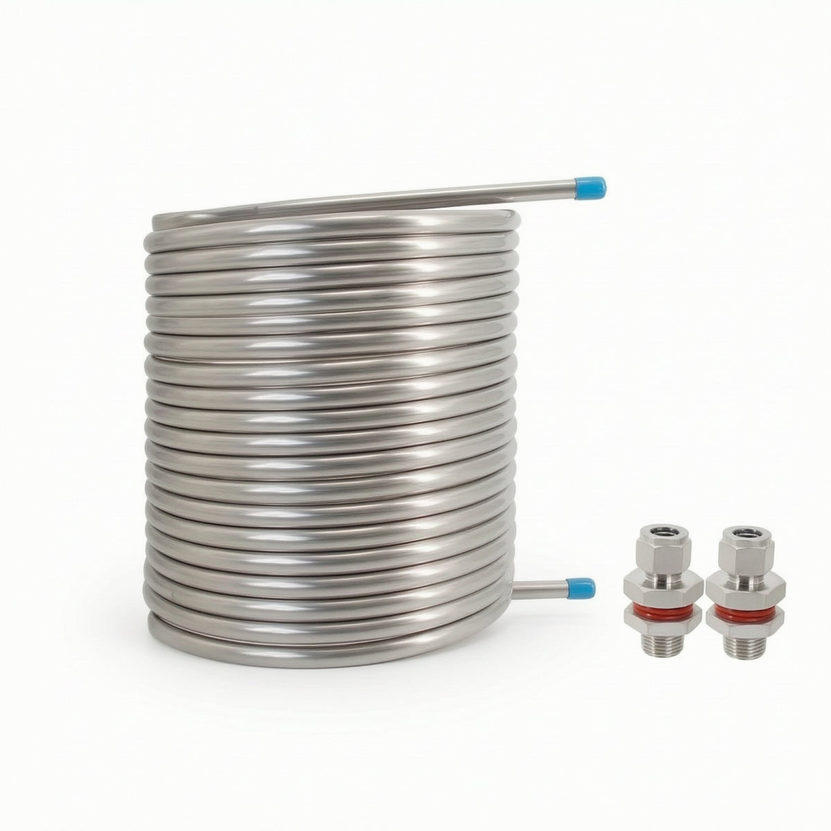 Easy Installation HERMS Coil with Bulkhead Fittings Spiral HERMS Coil Threaded Compact for Homebrewing