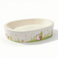 Corrugated Cat Scratching Board Bed Oval Cat Bed with Scratcher Recyclable Pet Supply Space-Saving for Cats, Apartment