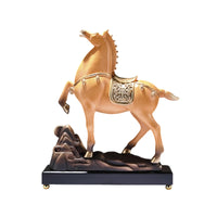 Tabletop Horse Statue Metallic-Finish Decor Ornate for Study, Office