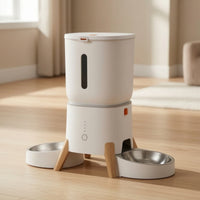 5L Automatic Cat Feeder with Two Bowls Transparent Automatic Cat Feeder with Double Bowl Stable for Indoor