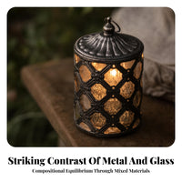 Iron Lantern Domed Top Vintage Lantern Hanging Loop for Decorative Display