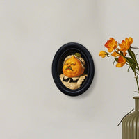 Solid Wood Picture Frame with Abstract Design, Oval, Painted, Includes Picture