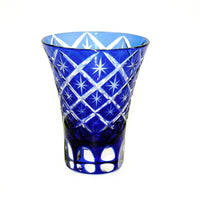 Kiriko-style Glass Sake Set, Sunflower Blue