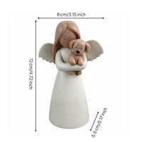 Faux Wood Carved Angel Lightweight Pet Memorial Angel Sculpture Sympathy Gift Home Decoration for Desk Decor