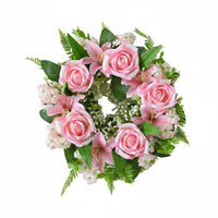 Artificial Rose and Lily Wreath Spring/Summer Floral Wreath Elegant Design Faux Flower Table Garland for Party