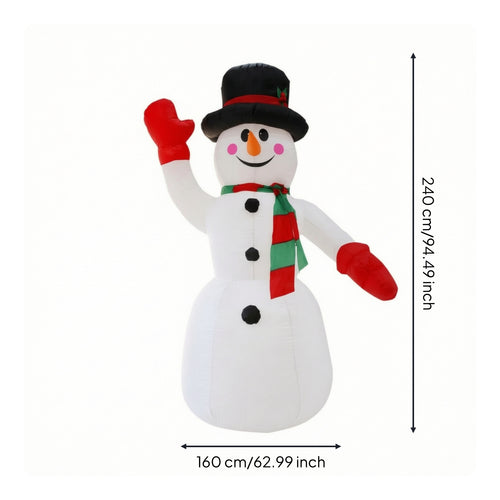 Giant Inflatable Snowman with Top Hat Easy to Inflate Christmas Inflatable Snowman Sturdy Lawn Decoration Stable for Families, Garden