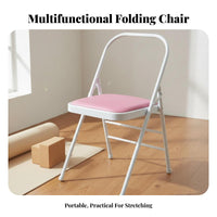 Foldable Design Folding Mind-Body Chair Multi-Functional Mind-Body Assistance Stool Sturdy Steel Frame Folding Exercise Chair Padded Seat for Women, Beginners, Seniors, Home Gym