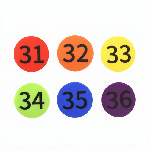 36 Pieces Numbered Carpet Marker Sticker with Numbers Easy to Remove Carpet Marker with Drawstring Bag Round Sitting Dot 100 Mm for Classroom