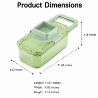 Green PET Food Chopper, Multi-Function Vegetable Chopper with Handle, Stainless Steel Mandoline for Salads & Stir-fries, 8×12.5×29.5cm