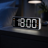 Weekday Indicators LED Digital Alarm Clock Large Display Digital Desk Clock Simple Operation Desktop Device Rounded Corners