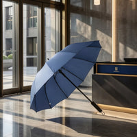 Water-Repellent Straight-Handle Umbrella Waterproof 10 Rib Umbrella Windproof Business for Professionals