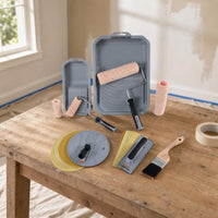 Painting and Sanding Kit Foam Roller Sleeves Wall Sanding Painting Set Wood Handle Brush Paint Tray Kit