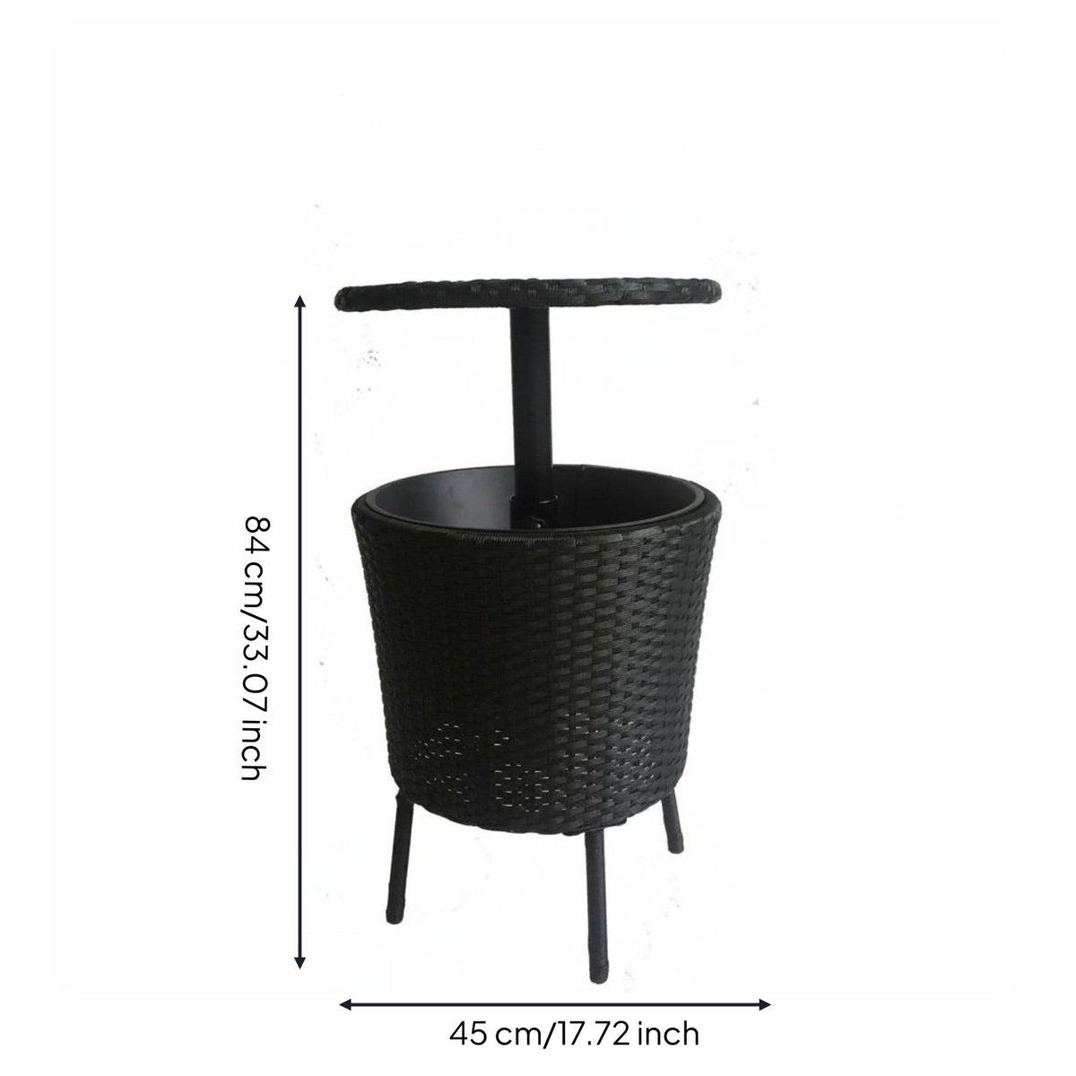Rattan Ice Container Table Easy Clean Black Drink Cooler Table Large Capacity