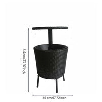 Rattan Ice Container Table Easy Clean Black Drink Cooler Table Large Capacity