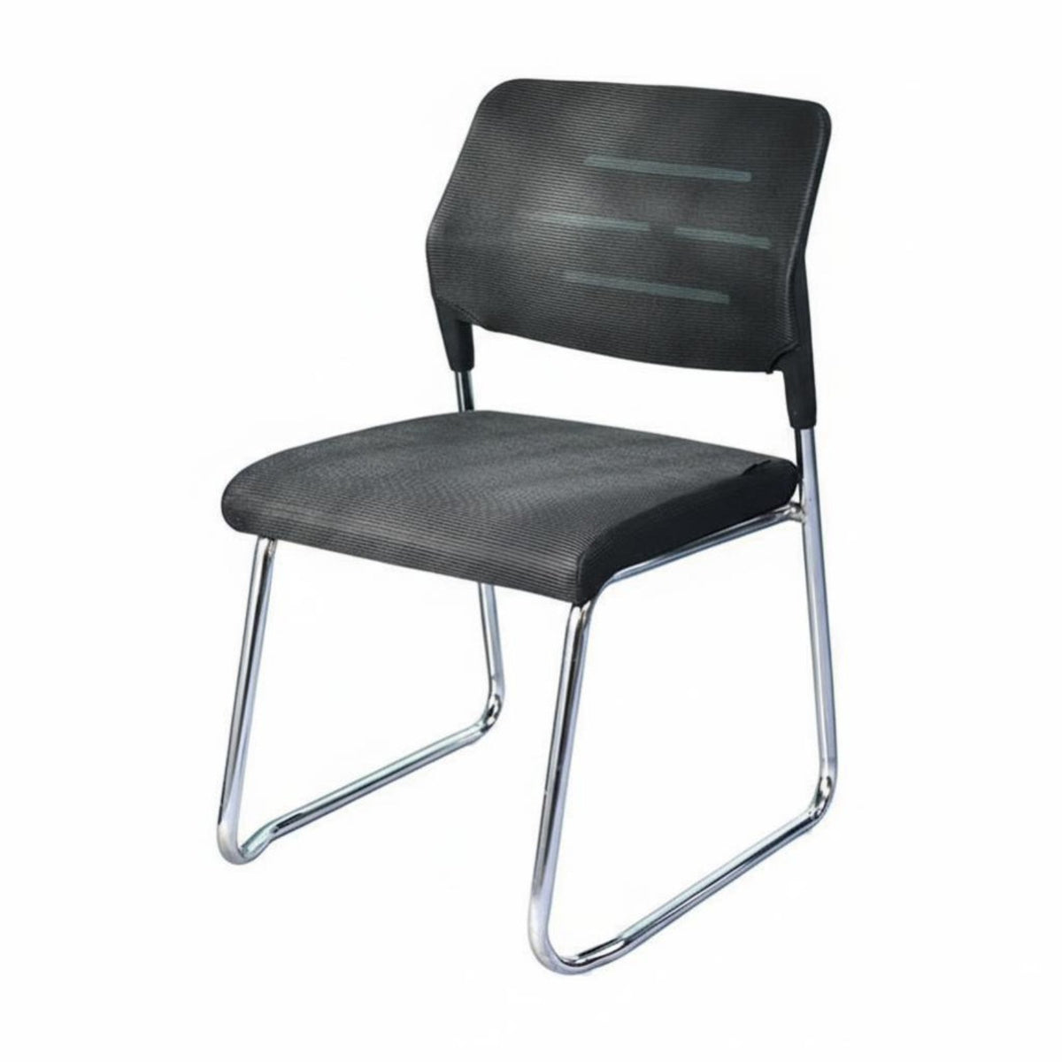 Armless Mesh Sled Chair Padded Seat Office Furniture Easy Assembly Sturdy Metal Frame for Students, Meeting Room, Lobby, School