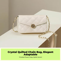 Quilted Chain Crossbody Bag, Geometric Handbag, Multi-Pocket