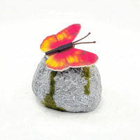 Solar Rock Light with Butterfly LED Decor Lamp with Stone Base Luminous for Yard