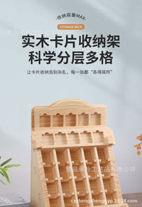 Wooden Refrigerator Magnet Storage Rack, Solid Wood Display Stand, Multi-Grid Organizer for Cards and More