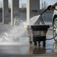 Wheeled Portable Car Washer with Wheels IPX5 Waterproof Car Wash Machine with Water Tank Compact Pressure Washer with Tank Mini for Driveway