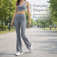 Flared Leggings for Women High Waist Nylon Spandex, Wide Leg Trousers with Hip Lifting Design, Bootcut Style Pants