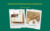 Wooden Cabinet Knob, Mushroom Shape Handle, Natural Wood