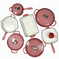 7 Pieces Cast Iron Cookware Set Even Heating Enameled Cast Iron Cookware Set Stovetop Cooking