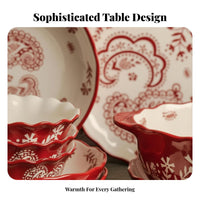 Floral Dinnerware Set, Lace Border, Elegant Domestic Craft, Gift for Housewarming, Wedding