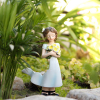 Fairy Garden Girl Ornament Hand-Painted Details Resin Girl Figurine for Desktop