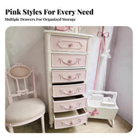 Princess & fashion Multi-Color Drawer Nightstand French Inspired Chest of Drawers Colorful Design Storage Cabinet Scalloped three-pronged for Young Women, Interior Decorators, Bedroom, Kids' Room, Entryway, Hallway