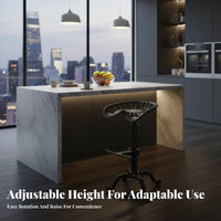 Adjustable Saddle Stool Utilitarian Aesthetic Backless Saddle Stool Vintage Design With Footrest for Bar Owners, Restaurant