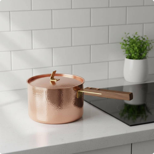 Copper Pot with Lid Artisanal Hammered Copper Pot Heat Retention