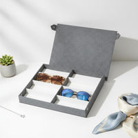 8 Slot Glasses Box Dust Protection Textile Sunglasses Organizer for Collectors