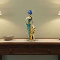 Leopard Lady Figurine Luxury Look African Lady Figurine Gift for Display Shelf