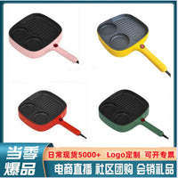 110V Breakfast Machine Small Flat Electric Frying Pan for Eggs, Pancakes, Hamburgers, Non-stick, Dorm BBQ, US Plug