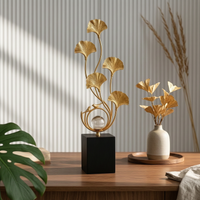 Ginkgo Leaf Sculpture Tall Metal Leaf Sculpture Modern Decoration for Living Room