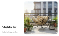 Upholstered Rocking Seat Nordic De-Sign Rocking Chair Light Luxury Aesthetic High Spine Supportrest for Apartment Dwellers