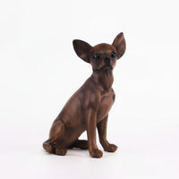 Chihuahua Style Dog Statue Animal Decoration Wood Grain Dog Ornament Collectable Home Decor for TV Cabinet
