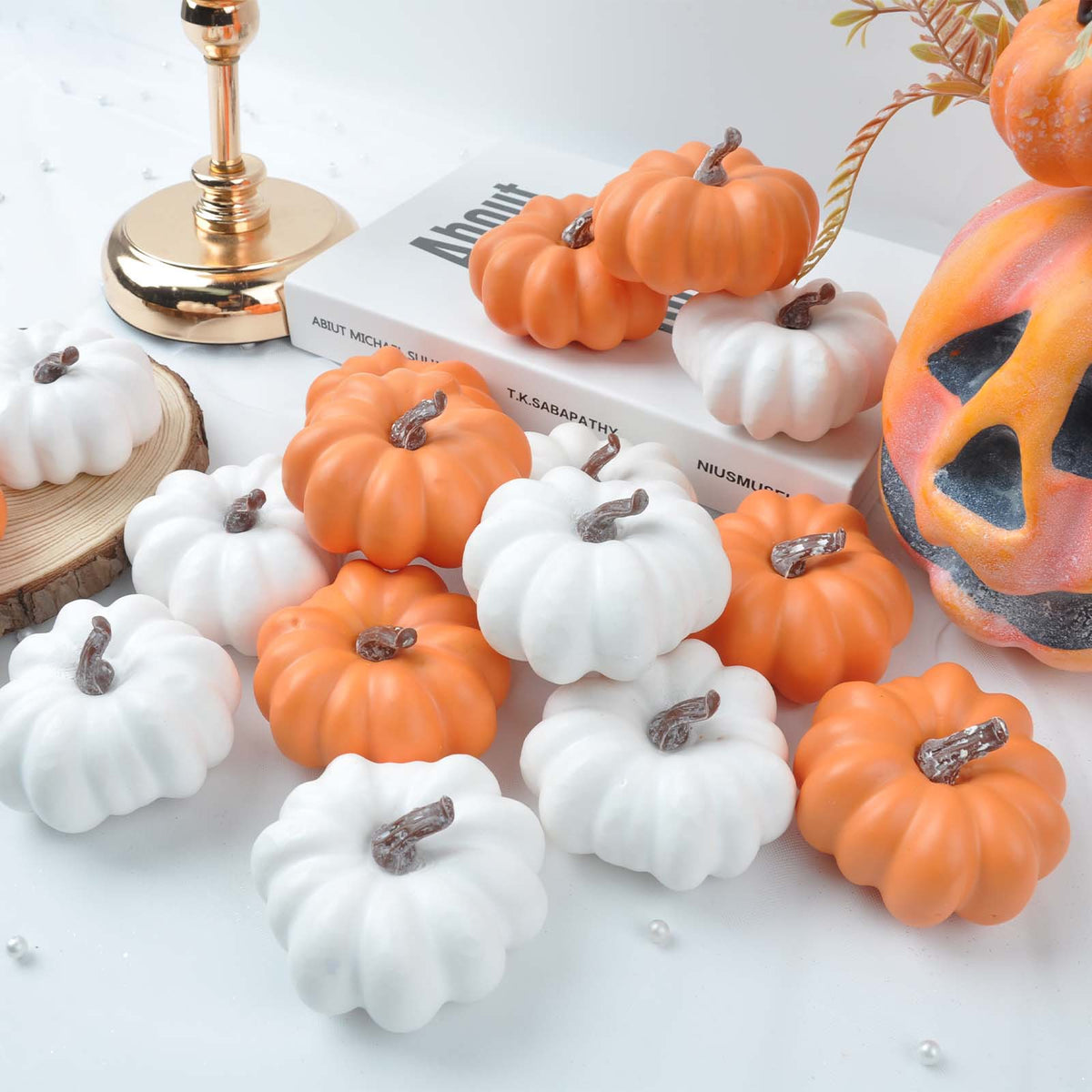 Thanksgiving Foam Pumpkin Decor Set (16 Pieces)