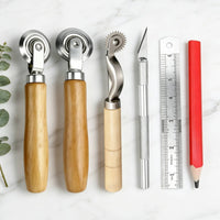 6 Pieces Corrugated Board Scoring Tool Wood Handle Paper Crease Roller