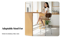 Wooden Bar Stool with Woven rearrest Integrated Footrest Seating Furniture Ergonomic Design Padded Seat for Interior Designers