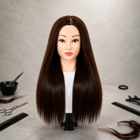 16-Inch Hairdressing Mannequin Head Straight Human Hair Mannequin Head Multifunctional Professional-Grade for Hairdressers