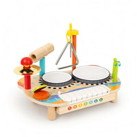 Allall-in-1 Wooden Musical Instrument Toy Multifunctional Toy Piano with Drums Multi-Functional Wooden Music Station Educational for Toddlers, Preschoolers, Kids, Playroom, Home, Daycare