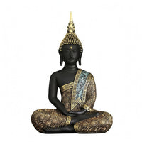 Meditating Buddha Figurine Resin Seated Zen Statue Ornate