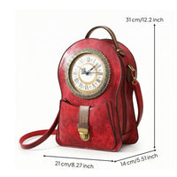 Clock Backpack Adjustable Backpack with Clock Face Structured Purse for Women, Teens